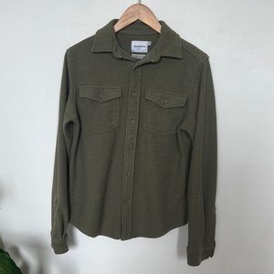 Army Green thick button down mens top long sleeve
